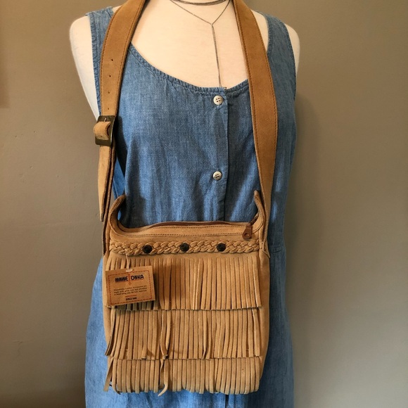 Minnetonka Handbags - New Minnetonka Suede Fringe Crossbody Bag